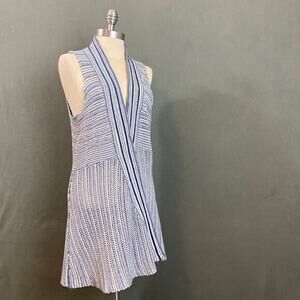 ARIAT Sarah Sweater Vest White‎ & Blue Women's Size Small Ombré knit Duster